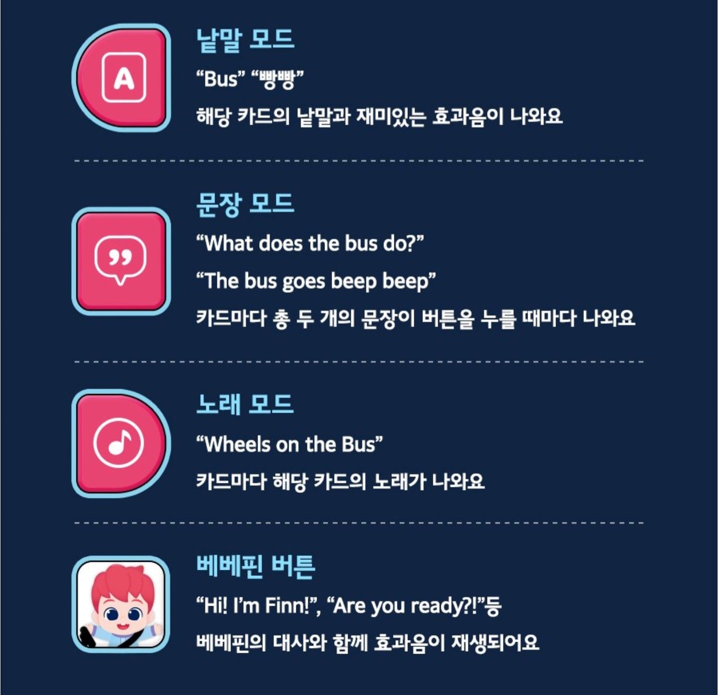 BEBE FINN ENGLISH CARD BUS