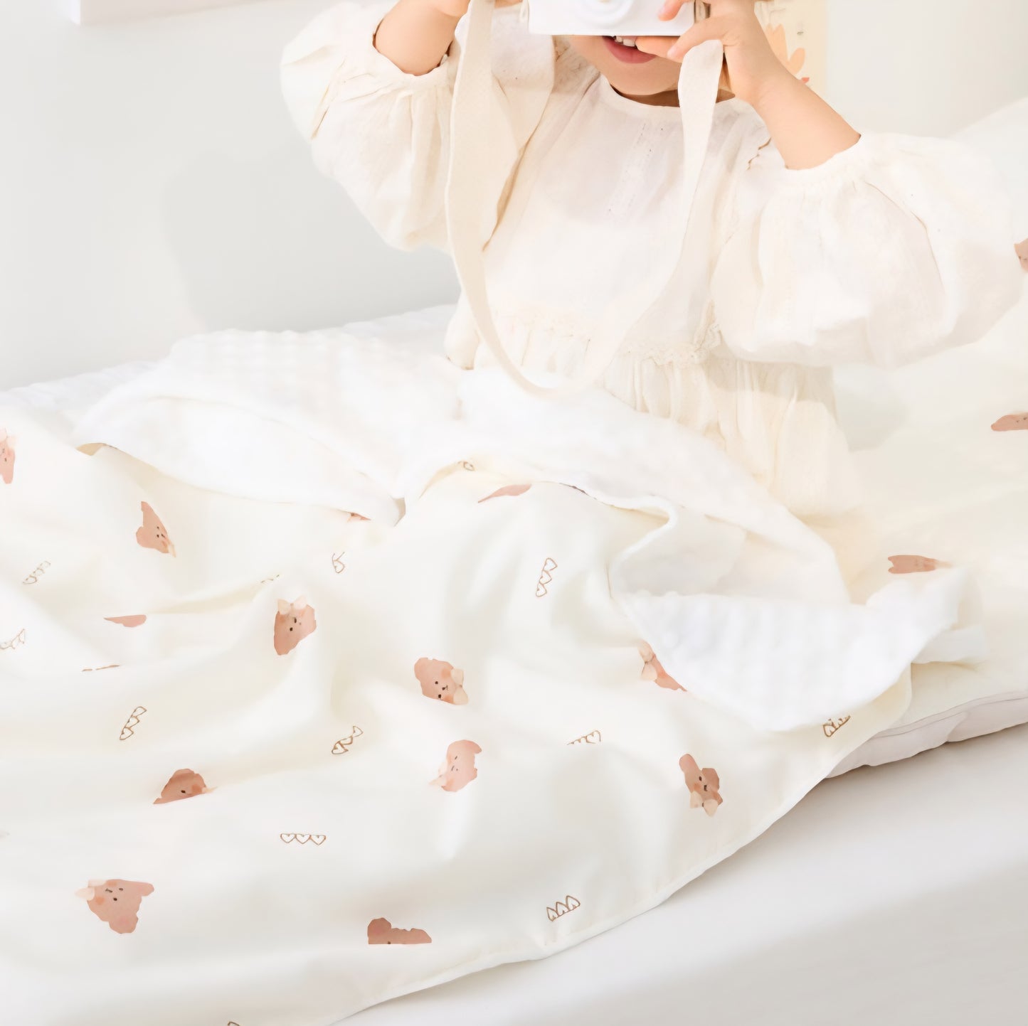 HEART BEAR MODAL COTTON BLANKET
