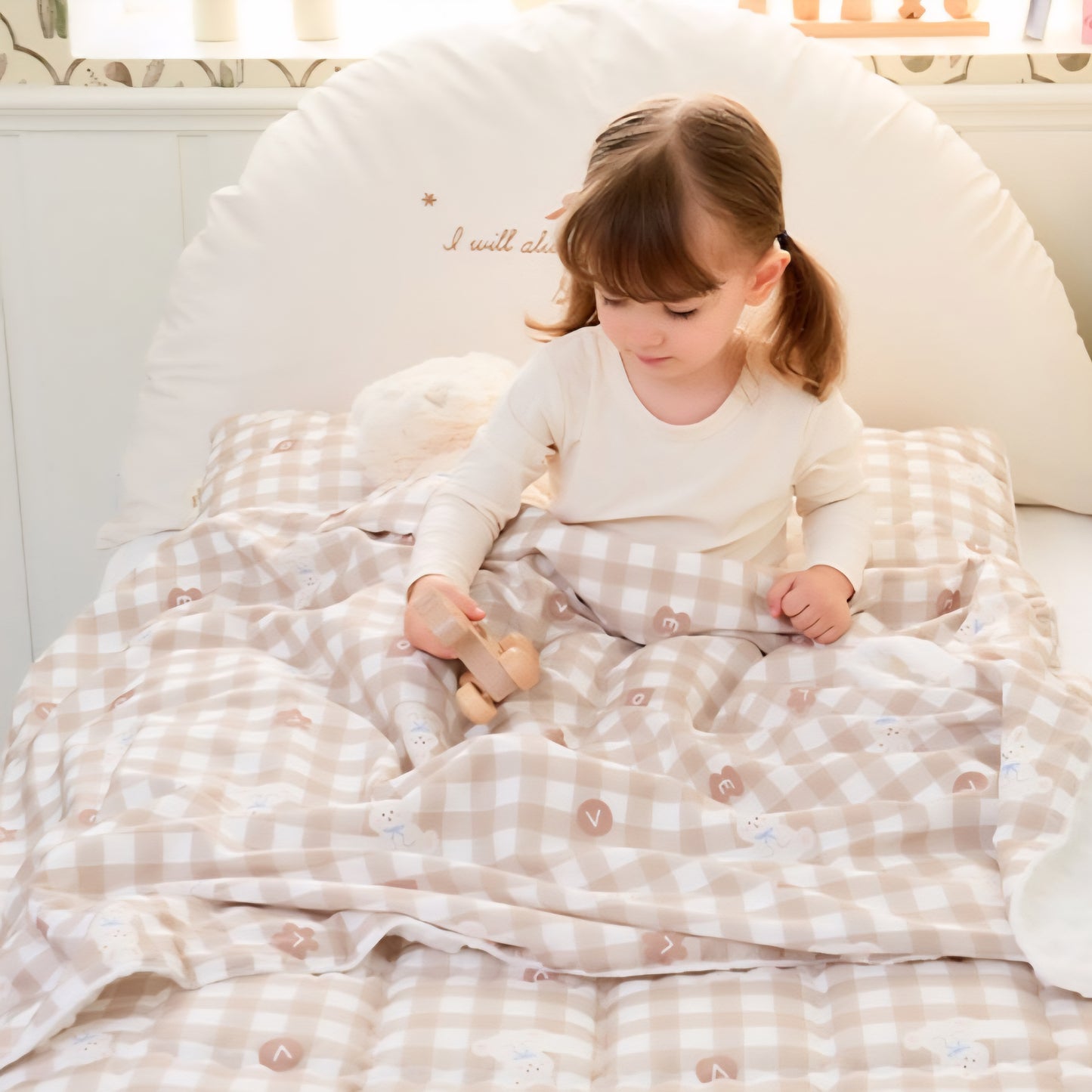 CHECK BUNNY MODAL COTTON BLANKET