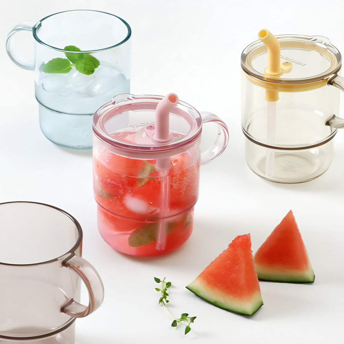 ECOZEN CLEAR SINGLE HANDLE STRAW CUP (L)
