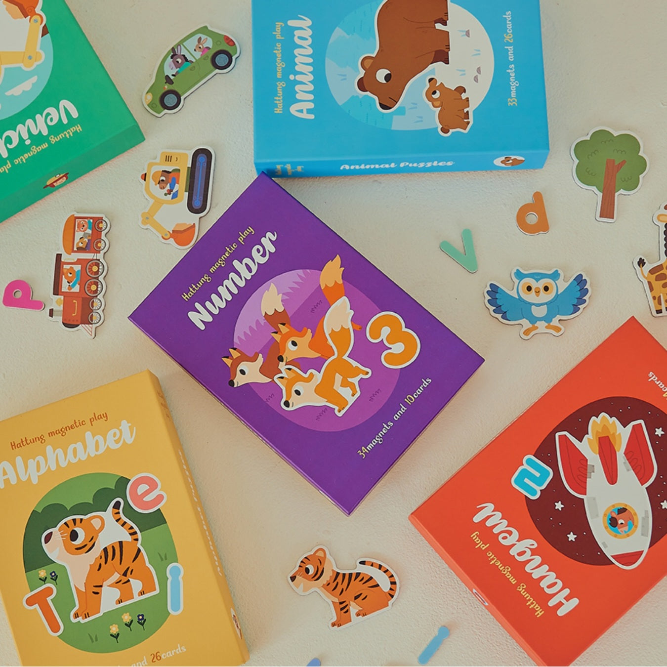 HATTUNG MAGNETS AND CARD SET - ANIMALS