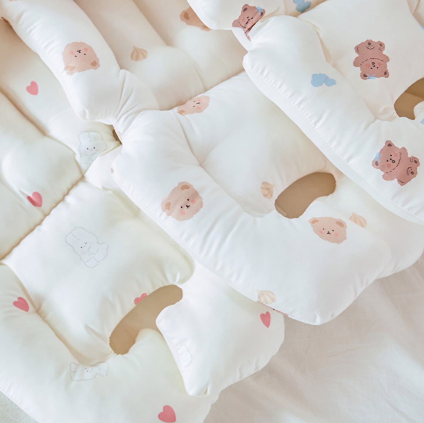 CREAM BEAR STROLLER PADDING SET