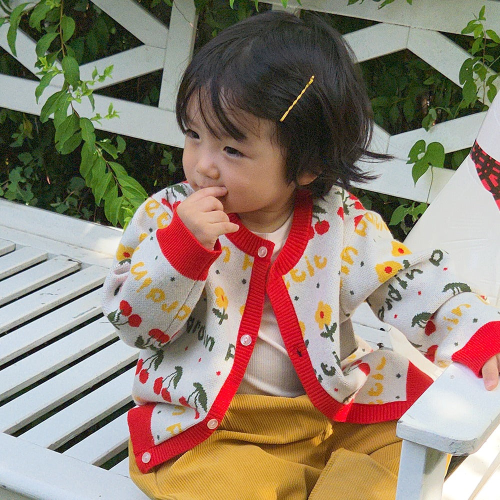 [PREORDER] LITTLE FORET RED KNIT CARDIGAN