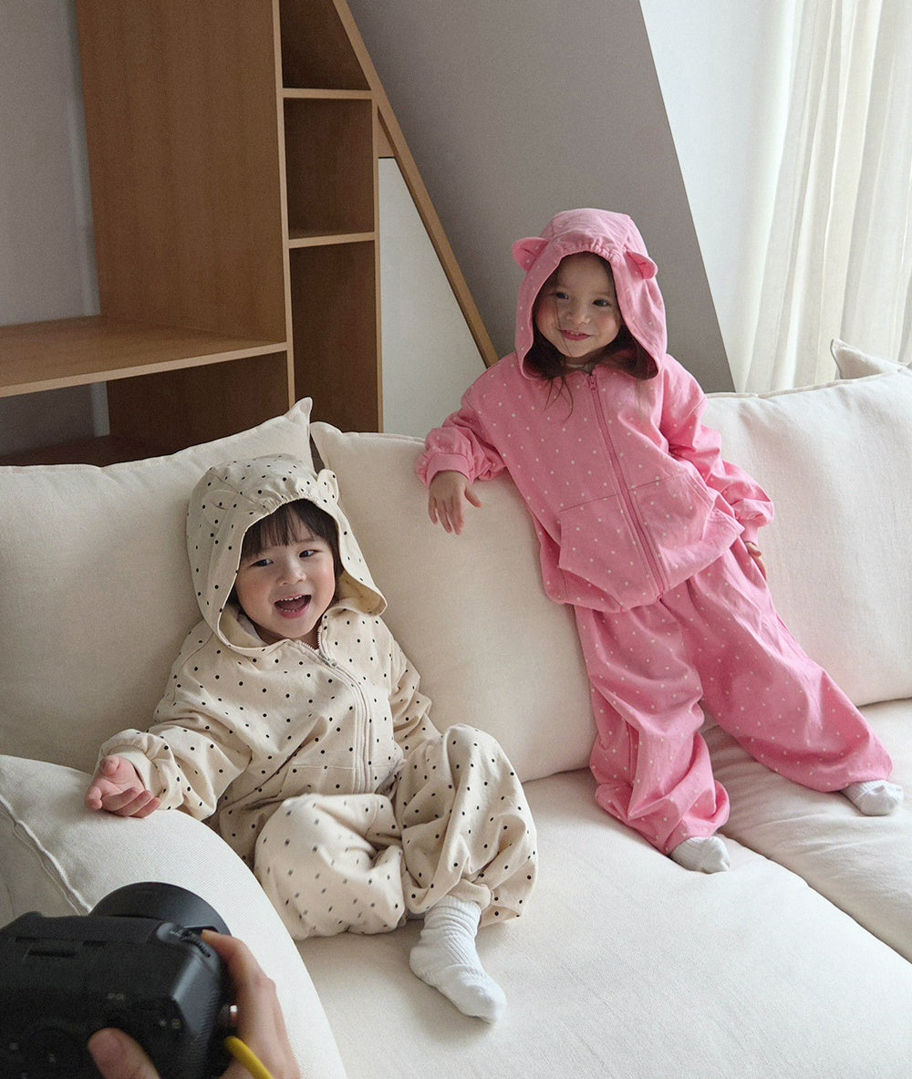 [PREORDER] DOT CAT ZIP UP HOODIE SET