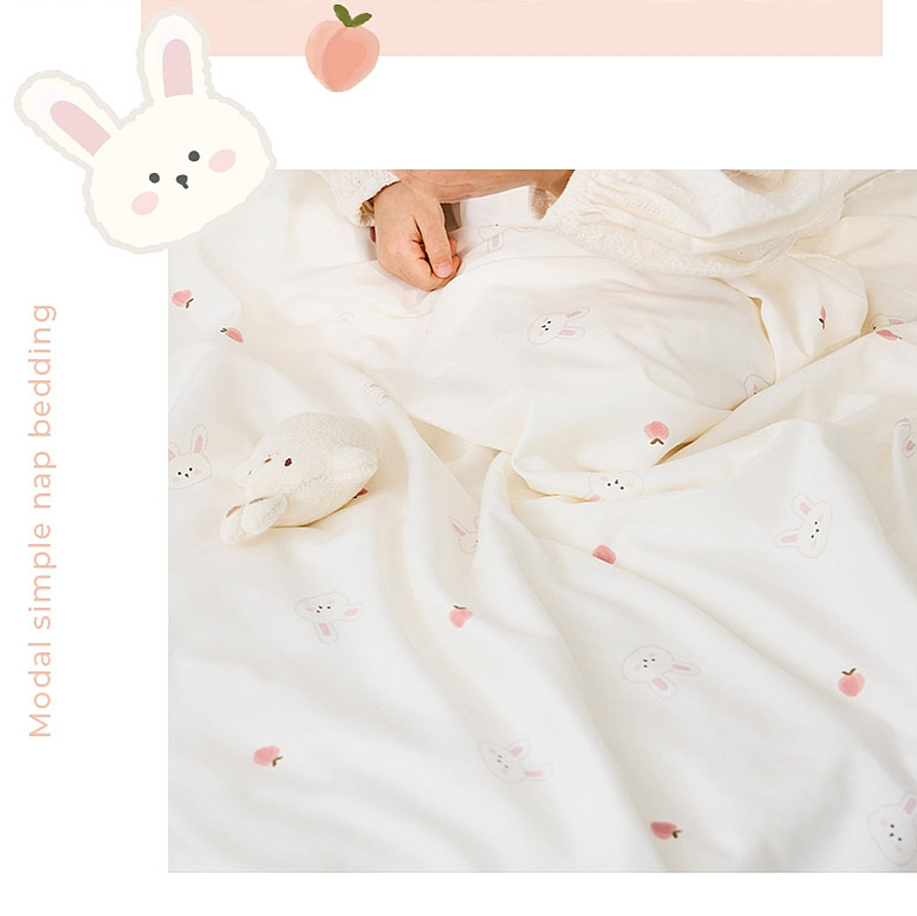 PEACH RABBIT NAP BEDDING SET