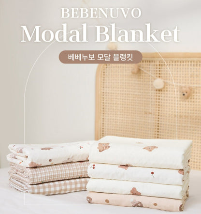 CREAM BEAR MODAL COTTON BLANKET