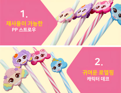 TEENIEPING CHARACTER STRAW 4PC
