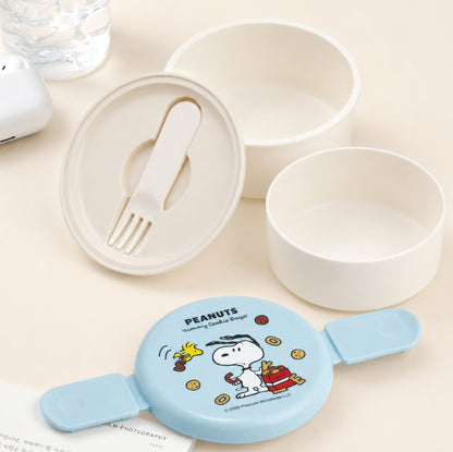 SNOOPY ROUND 2-TIER LUNCH BOX WITH FORK