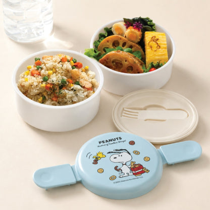 SNOOPY ROUND 2-TIER LUNCH BOX WITH FORK