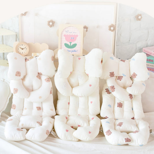 CREAM BEAR STROLLER PADDING SET