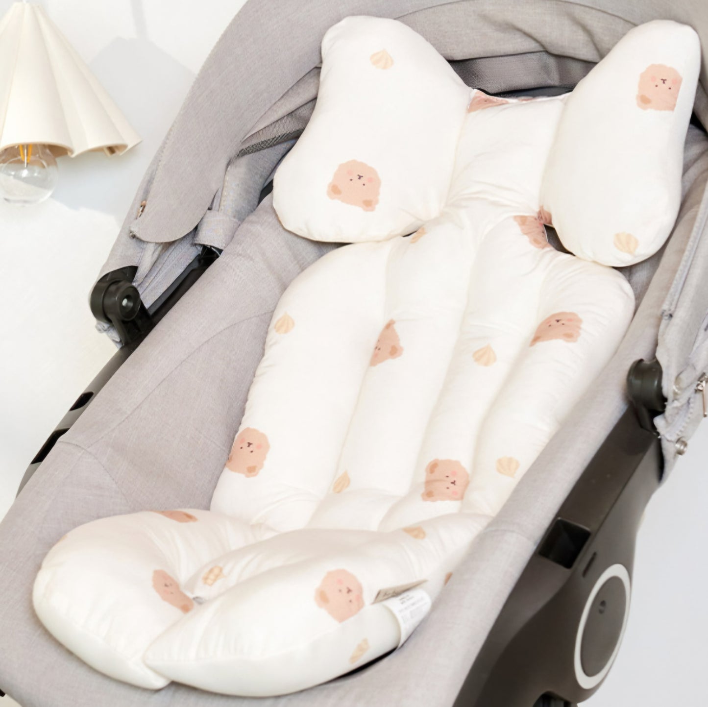 CREAM BEAR STROLLER PADDING SET