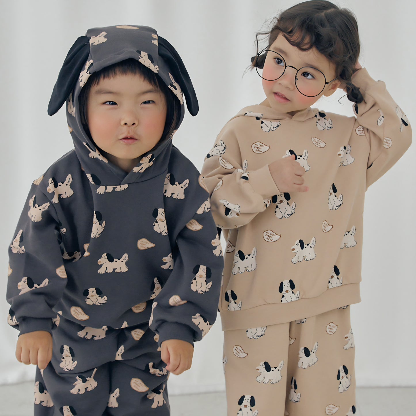 [PREORDER] WALKING PUPPY HOODED TOP BOTTOM SET