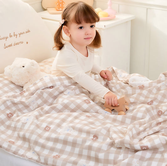 CHECK BUNNY MODAL COTTON BLANKET
