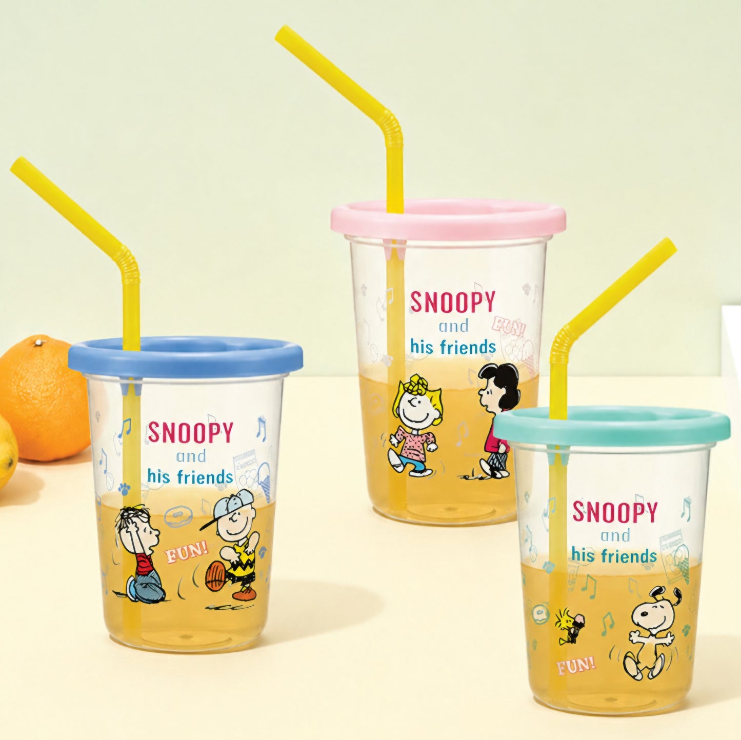 SNOOPY & FRIENDS STRAW TUMBLER 3P SET 230ML