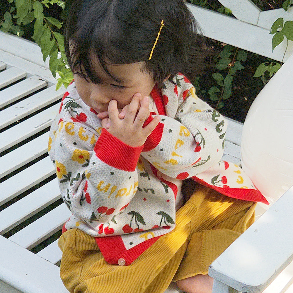 [PREORDER] LITTLE FORET RED KNIT CARDIGAN