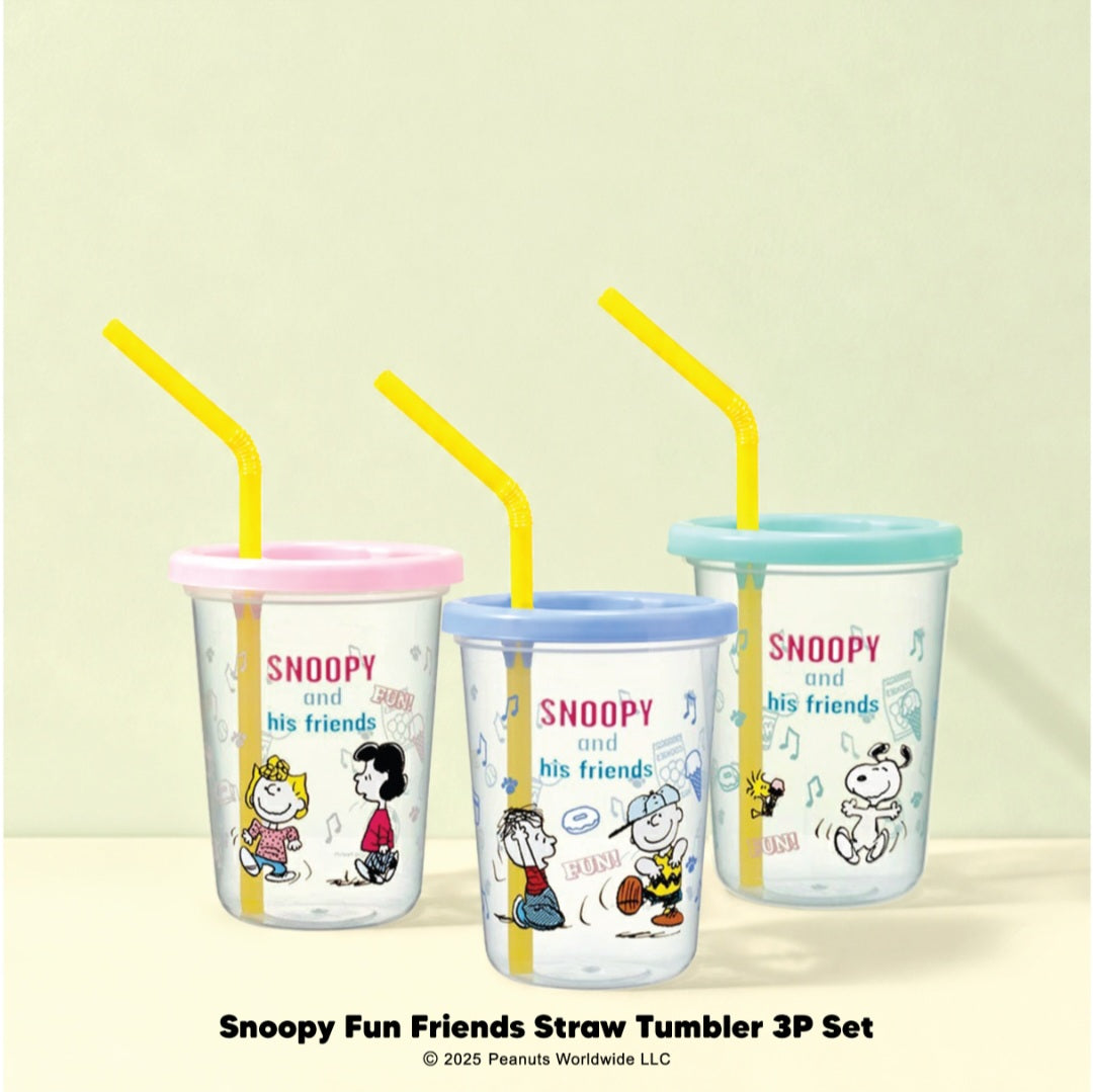 SNOOPY & FRIENDS STRAW TUMBLER 3P SET 230ML