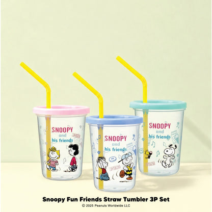 SNOOPY & FRIENDS STRAW TUMBLER 3P SET 230ML