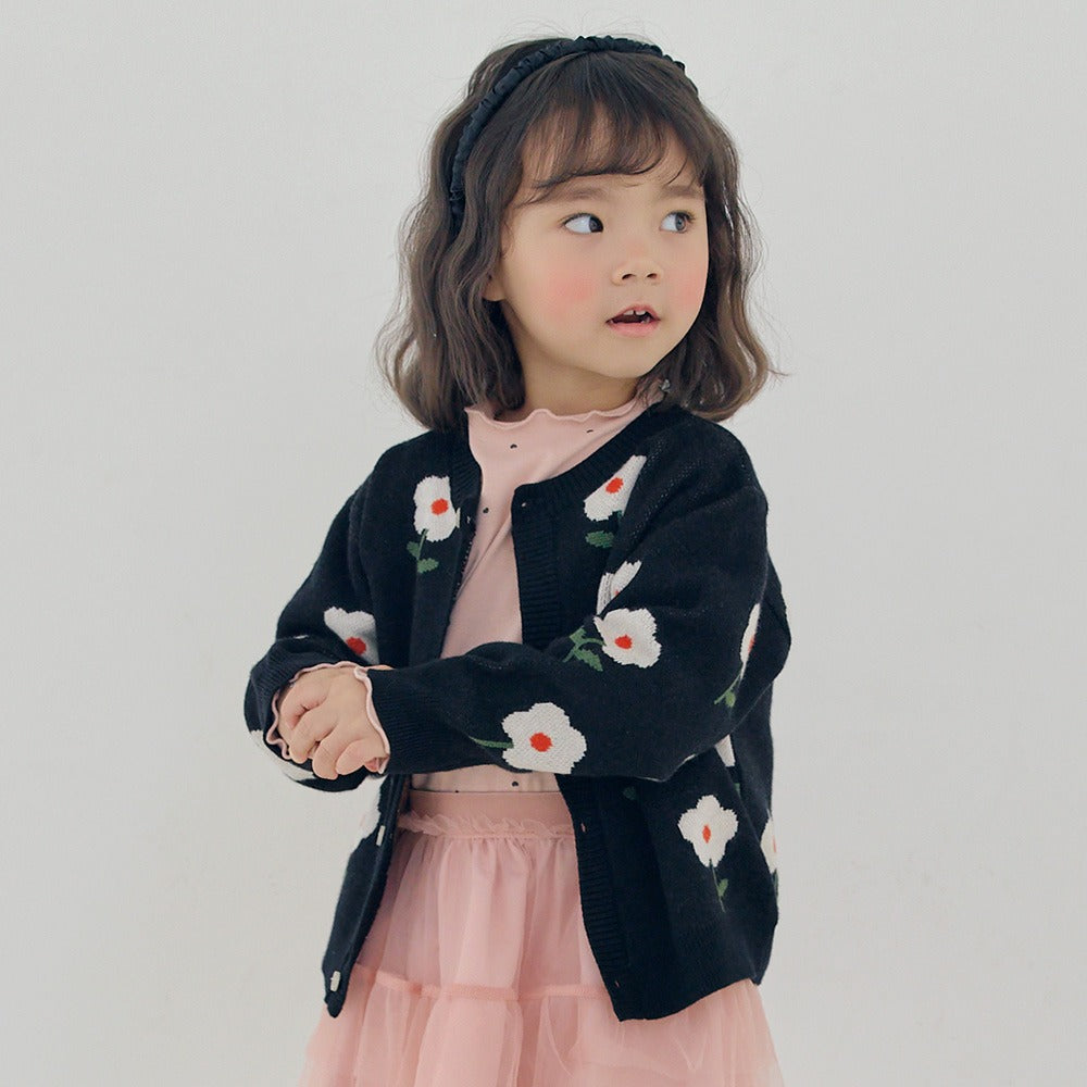 [PREORDER] LITTLE FORET BLACK KNIT CARIDGAN