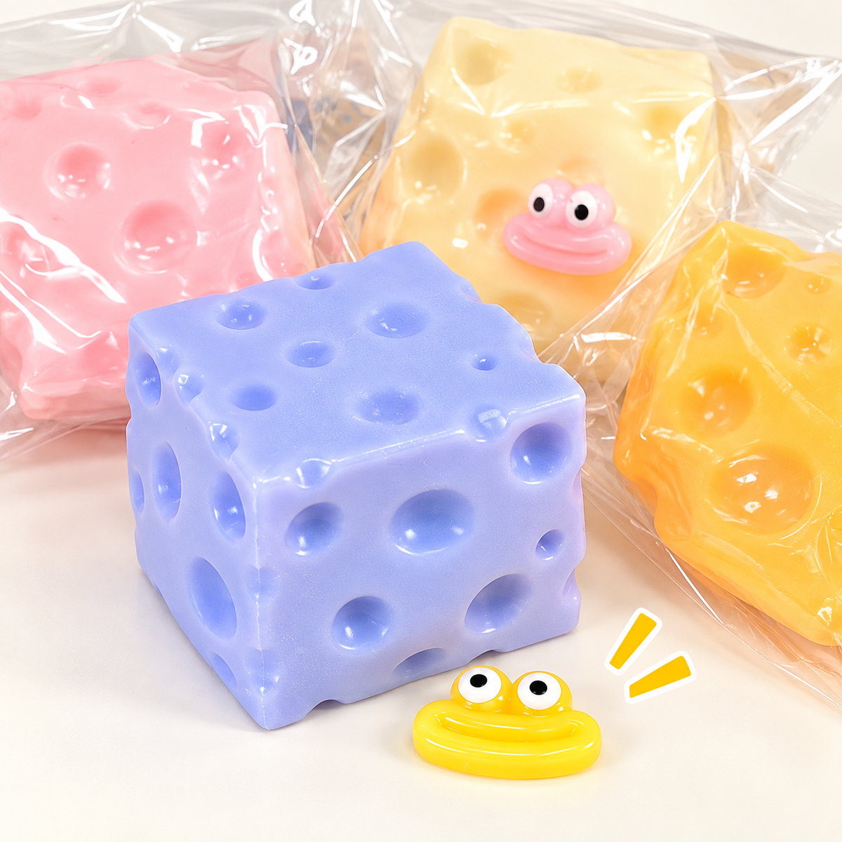 SQUARE FUNNY FACE CHEESE SQUISHY