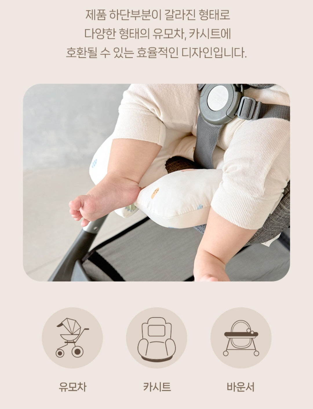 CREAM BEAR STROLLER PADDING SET