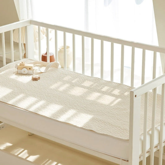 QUILTED COTTON CRIB TOPPER BEIGE